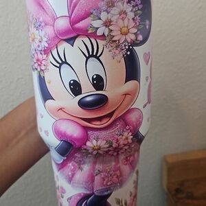 Minnie Mouse Floral Tumbler - Pink and White